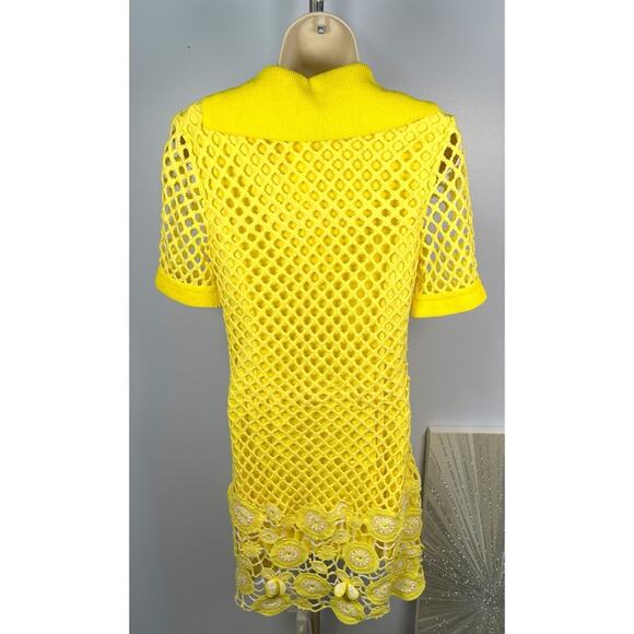 Jonathan Simkhai Tazzie Floral Crochet Limon Yellow Mini Dress Size 2 - Picture 6 of 8
